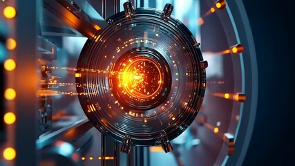 Poster - Futuristic energy core: dynamic glow and intricate circuitry in motion