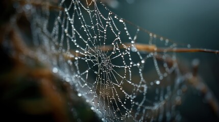 Dew-Kissed Spiderweb: A Delicate Autumnal Trap