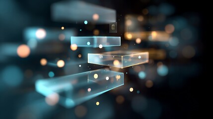 Poster - Transparent blocks against a blurred background create a futuristic vibe
