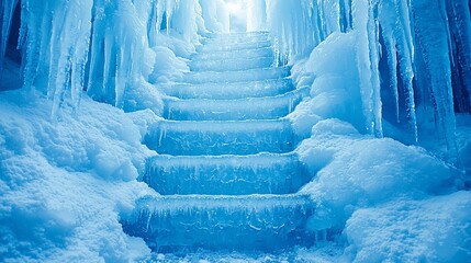 Wall Mural - Frozen ice steps in a winter wonderland