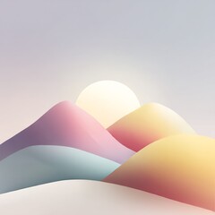 Poster - Pastel gradients with abstract geometric shapes capturing a surreal landscape