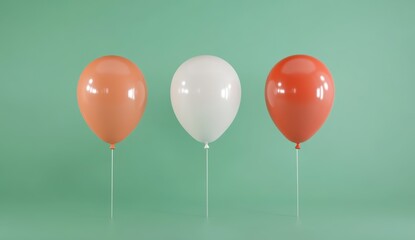 Poster - Three Pastel Balloons on Green Background