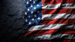 © MasTPX - The american flag is a powerful symbol of freedom and democracy in the united states of america resting on a dark cracked stone background representing history.