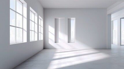 Poster - bright and minimalist white wall gallery with natural light