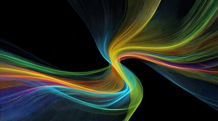Poster - Abstract Neon Swirls on Black Background Representing Energy Flow