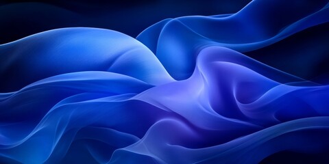 Poster - Fluid Dynamics Abstract Rendering of Layered Indigo and Cobalt Waves in a Dynamic Composition.