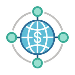 Poster - Global Finance Network Icon Representing International Financial Connectivity and Digital Transactions