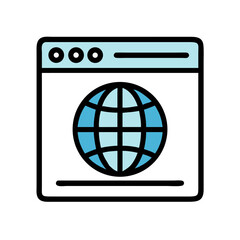 Fototapete - Global Website Browser Window Icon Representing Internet Access and Worldwide Online Presence