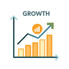 Aufkleber - Graph with Growth Arrow Icon Representing Business Progress and Performance Increase