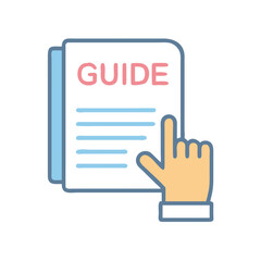 Poster - Guide Document with Hand Icon Representing User Instructions and Helpful Information Access