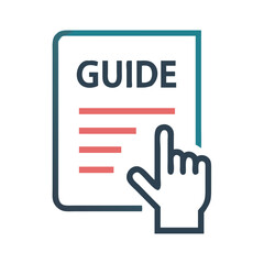 Poster - Guide Document with Hand Icon Representing Instruction Manual and User Assistance