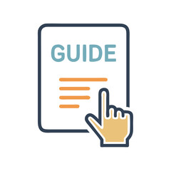 Poster - Guide Document with Hand Icon Representing Instruction Manual and User Assistance