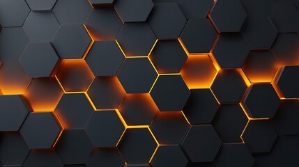 Poster - Futuristic Hexagonal Wall Design with Reflective Surface Elements