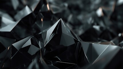 Poster - Stunning 3D Abstract Black Crystal Texture with Faceted Geometry