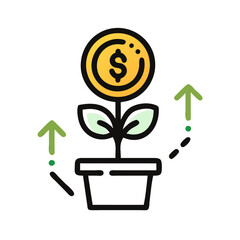 Poster - Investment Growth with Dollar Plant Icon Representing Financial Prosperity and Wealth Accumulation