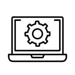Aufkleber - Laptop with Gear Settings Icon Representing System Configuration and Technical Adjustments