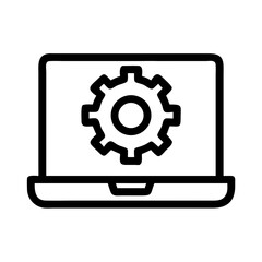 Aufkleber - Laptop with Gear Settings Icon Representing System Configuration and Technical Adjustments