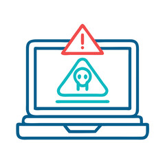 Poster - Laptop with Ransomware Alert Icon Representing Cybersecurity Breach and Encrypted Data Threat