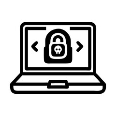 Poster - Laptop with Ransomware Encryption Icon Representing Cyberattack, Data Lockdown, and Digital Threat