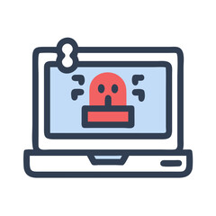 Aufkleber - Laptop with Ransomware Encryption Icon Representing Cyberattack, Data Lockdown, and Digital Threat