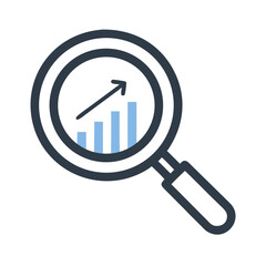 Aufkleber - Magnifying Glass with Analytics Chart Icon Representing Data Analysis and Business Insights