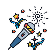 Poster - Microphone with Sparkles Celebration Icon Representing Singing, Events, and Party Entertainment
