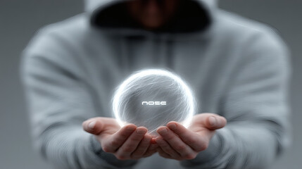 Poster - Hands Holding Glowing Sphere with Light Energy and Mystery