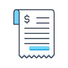 Fototapete - Paper Receipt Invoice Icon Representing Financial Transaction and Billing