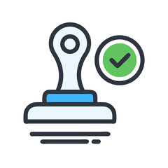 Poster - Rubber Stamp Approval Icon Representing Validation and Official Authorization