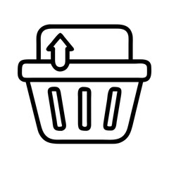 Poster - Shopping Basket Outline Icon Representing Retail Shopping and Product Selection