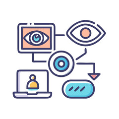 Poster - Surveillance and Privacy Monitoring Icon Representing Security and Data Protection