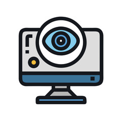 Poster - Webcam Surveillance Monitoring Icon Representing Security and Real-Time Video Surveillance