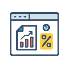 Poster - Website with Discount Tag and Analytics Icon Representing E-commerce and Sales Tracking