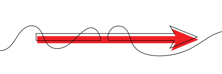 Aufkleber - Arrow pointing left, line continuous drawing vector. One line Arrow pointing left, vector background. Arrow pointing left, icon. Continuous outline of a Arrow pointing left.