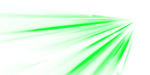 Wall Mural - png bright car beam on colorful city background with speed blur, motion curve and green trail streak