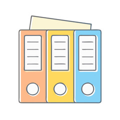 Poster - Colorful office folders file documents organization business data information management system record keeping 90s