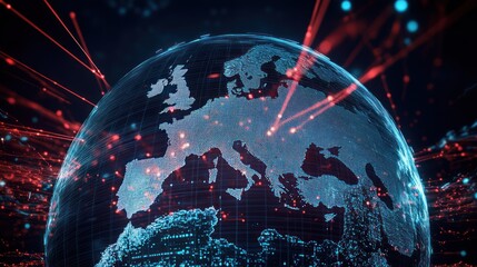 Fototapete - Global Network Connectivity: A Digital World