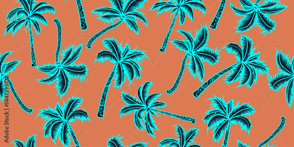 seamless background with palm trees Stock Vector | Adobe Stock