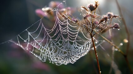 Dew-Kissed Spiderweb: A Delicate Morning Trap