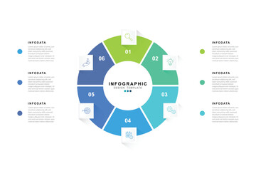 Fototapete - Vector Infographic label design template with icons and 6 options or steps. Can be used for process diagram, presentations