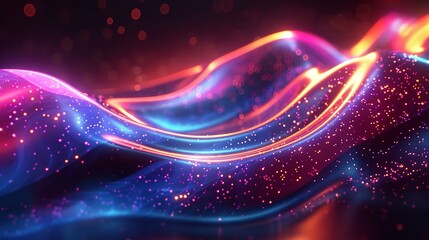 Poster - Wavy purple and pink gradient abstract background - silky, vibrant, and starry design.