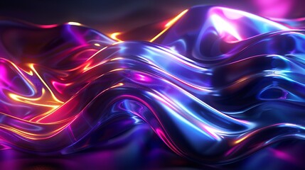 Poster - Wavy purple and pink gradient abstract background - silky, vibrant, and starry design.