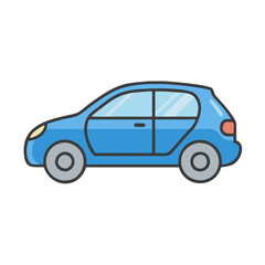 Poster - Stock illustration of a blue hatchback car vehicle automobile transportation design vector art