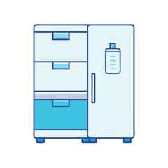 Poster - Illustration of refrigerator freezer appliance kitchen fridge cooling storage equipment home appliance design