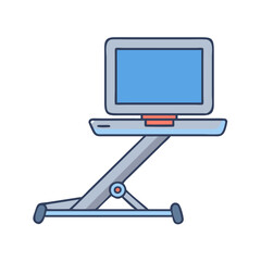 Fototapete - Illustration of computer workstation with monitor screen and stand for office work and study