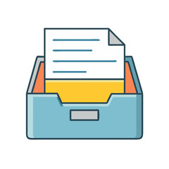Leinwandbilder - Illustration of file document in drawer cabinet, data storage organization archive record management