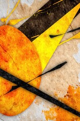 Poster - Abstract Artistic Double Exposure Conceptual Design with Vivid Orange Shapes and Textured Background for Creative Projects