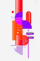 Poster - Abstract Artistic Double Exposure Composition with Bright Colors and Geometric Shapes in a Conceptual Design for Creative Projects