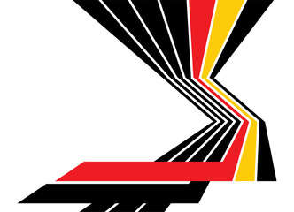 Aufkleber - Vector pattern of thick lines on a white background. Dynamic design. racing stripes. Design element for a sports car, boat, toy, sportswear. Striped sports background. Yellow-red-black. Speed