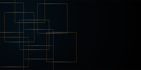 Poster - abstract luxury gold lines with many squares and triangles shape background. geometric random chaoti